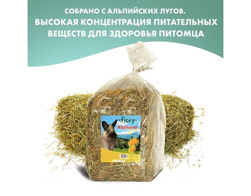 Fiory сено Альпийское Alpiland Yellow с одуванчиком - 500 г повседневный для всех возрастов Импортный корм 1 уп. х 1 шт. х 0.5 кг