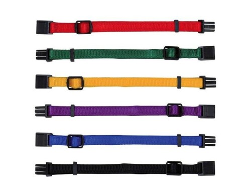 Набор из 6-ти ошейников для щенков M-L: 22-35 см/10 мм красный, зеленый, желтый, фиолетовый, синий, черный эконом Китай 1 уп. х 1 шт. х 0.08 кг