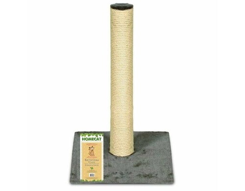 HOMECAT когтеточка для кошек столбик ковролин джут серый, 29,5х29,5х50 см для всех возрастов Россия 1 уп. х 1 шт. х 1 кг