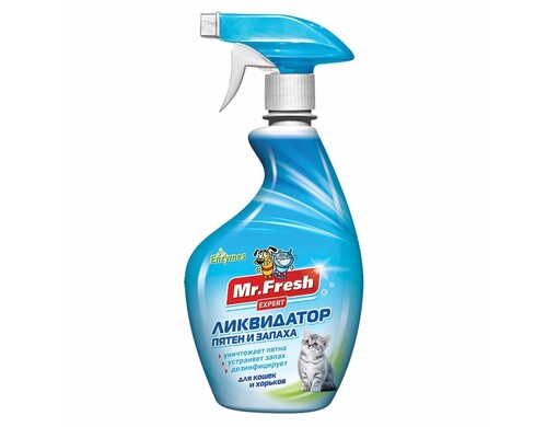 Mr. Fresh Expert Спрей 3 в 1 ликвидатор пятен и запаха для кошек - 500 мл удаление пятен Россия 1 уп. х 1 шт. х 0.566 кг