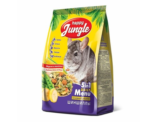 Happy Jungle сухой корм для шиншилл - 400 г повседневный мешок Российский корм 1 уп. х 1 шт. х 0.402 кг