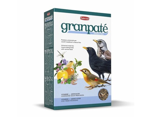 Корм Padovan Granpatee insectes для насекомоядных птиц комплексный с насекомыми - 1 кг повседневный премиум для взрослых Импортный корм 1 уп. х 1 шт. х 1 кг