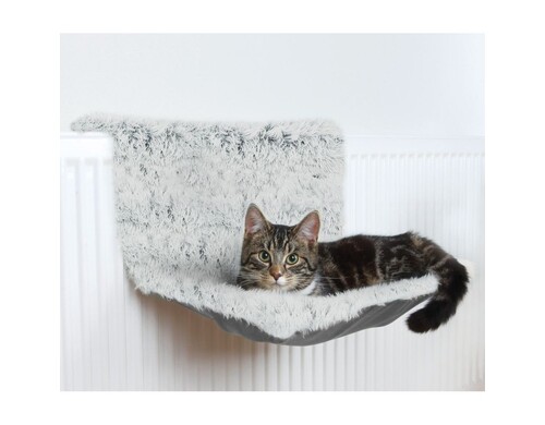 Trixie гамак на радиатор для кошек, пушистый плюш, белый, черный - 45 х 26 х 31 см для всех возрастов Китай 1 уп. х 1 шт. х 0.04 кг