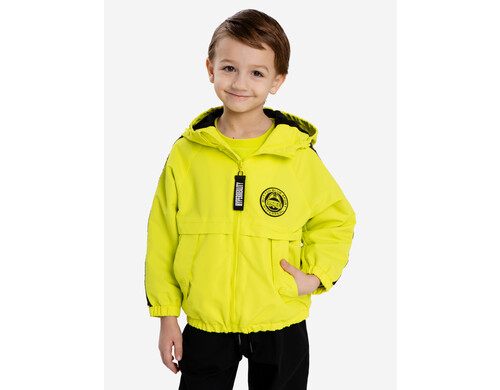 Ветровка с капюшоном для мальчика салатовая Button Blue, Зеленый