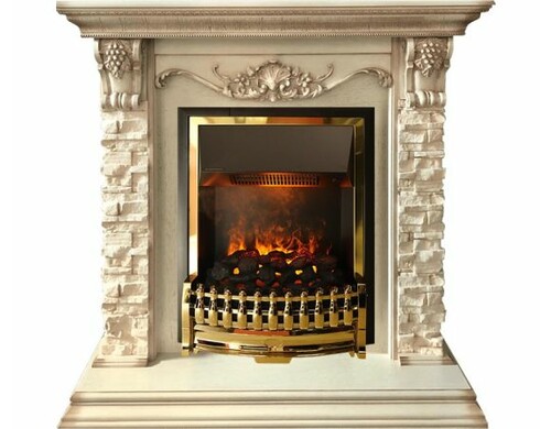Каминокомплект Adriana - Cлоновая кость с очагом Atherton