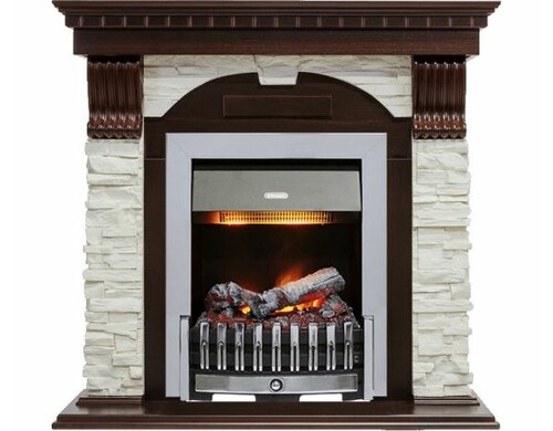 Каминокомплект Dublin - Темный дуб / Сланец белый с очагом Danville Chrome FB2