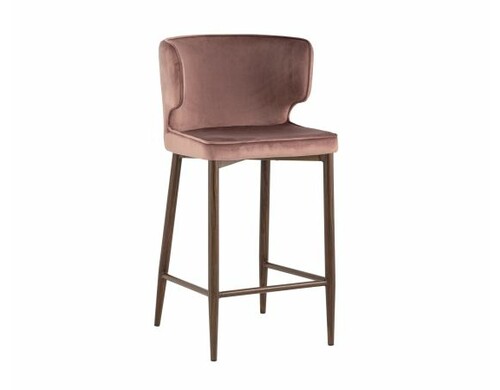 Стул полубарный Матео велюр пыльно-розовый ножки дерево