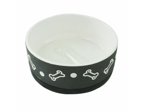 Миска для животных Foxie Bones черная керамическая 13х5,5 см 400мл
