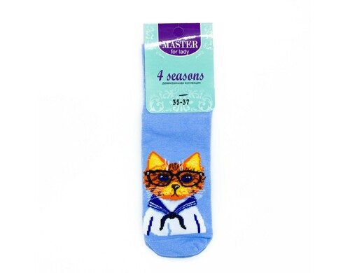 Носки MASTER SOCKS Кот в матроске сиреневый женские р.25