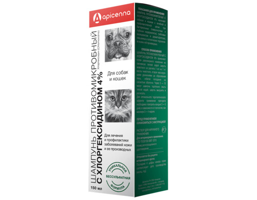 Шампунь Apicenna противомикробный с хлоргексидином 4% 150мл