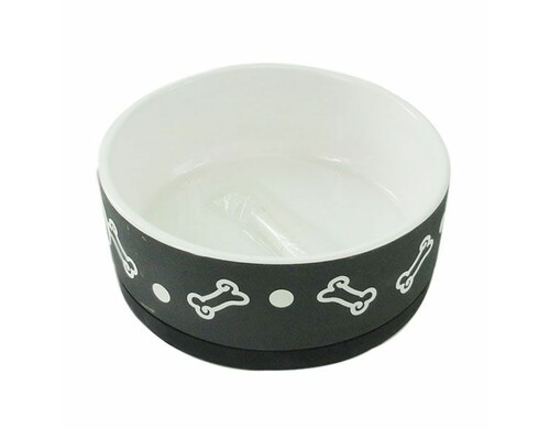 Миска для животных Foxie Bones черная керамическая 15х5,6 см 650мл