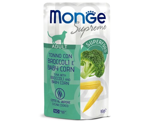 Корм для кошек Monge Supreme Pouch тунец с брокколи и мини-кукурузой пауч 80г