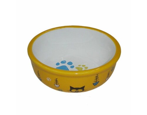 Миска для животных Foxie Hungry Cat желтая керамическая 13х5см 360мл