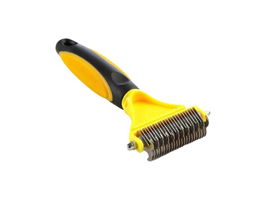 Инструмент для стриппинга для собак SIMA LAND Пижон двухсторон.с част.зубцами, 23х12см, чёрно-жёлтый