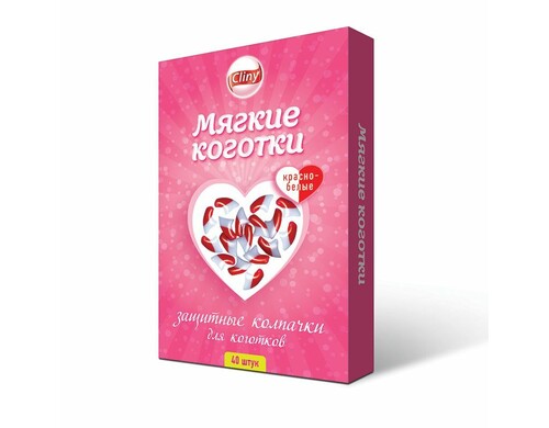 Мягкие коготки Cliny красно-белые 40шт