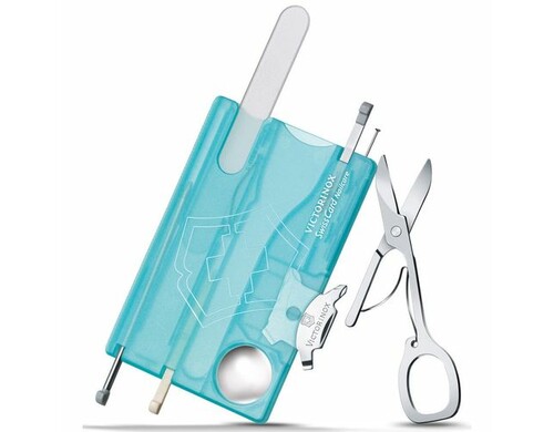 Швейцарская карта Victorinox SwissCard Nailcare, бирюзовый полупрозрачный, коробка подарочная [0.7240.t21]