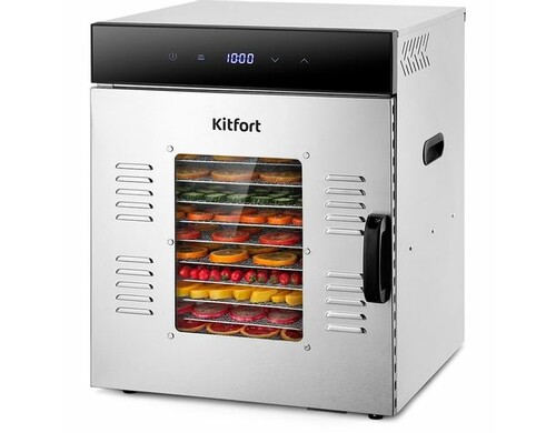 Сушилка для овощей и фруктов KitFort КТ-1967, нержавеющая сталь, 15шт