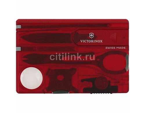 Швейцарская карта Victorinox SwissCard Lite, красный полупрозрачный, коробка подарочная [0.7300.t]