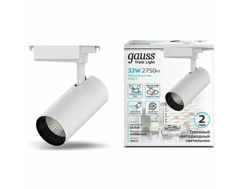 Светильник GAUSS TR072, 4000К, белый нейтральный, белый