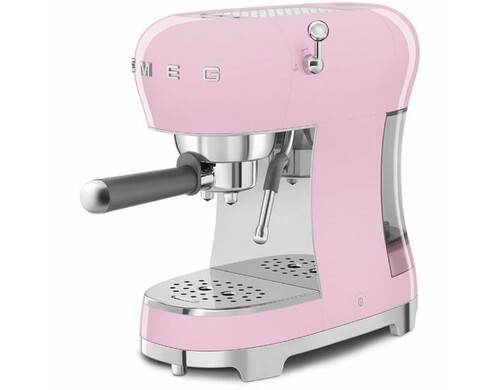 Кофеварка SMEG ECF02PKEU, рожковая, розовый / серебристый
