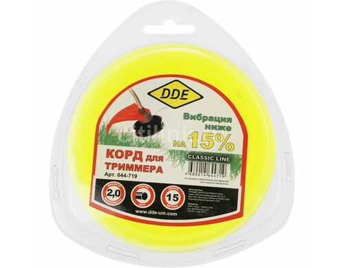 Леска для садовых триммеров DDE 644-719, 2мм, 15м