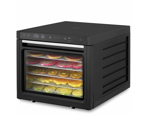 Сушилка для овощей и фруктов KitFort КТ-1962, черный, 6 поддонов