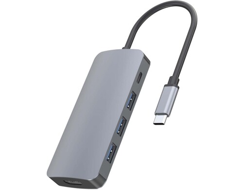 Адаптер Red Line Type-C 7 in 1 с проводом, серый