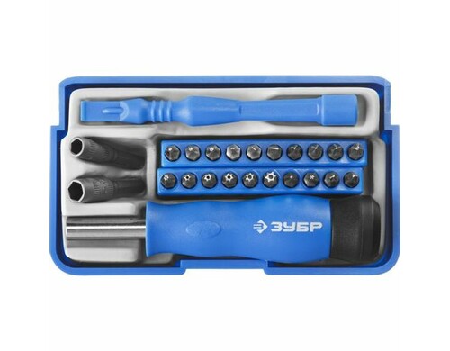 Отвертка с насадками Зубр Профессионал 25648-H24, 24 предмета, в жестком кейсе