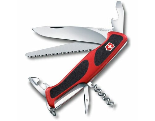 Складной нож Victorinox RangerGrip 55, функций: 12, 130мм, красный / черный, коробка картонная [0.9563.c ]