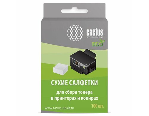 Сухие салфетки Cactus CS-P2003E, 100 шт для сбора тонера
