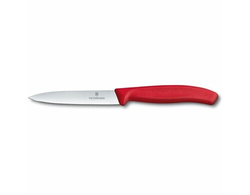 Нож кухонный Victorinox Swiss Classic, для чистки овощей и фруктов, 100мм, заточка прямая, красный [6.7701]