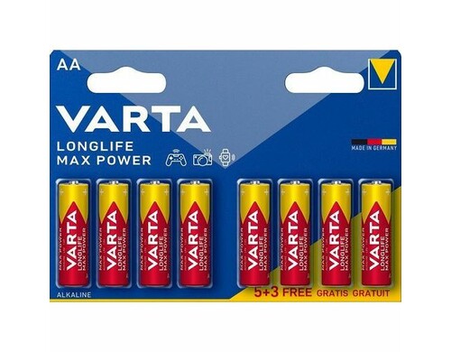 AA Батарейка VARTA LongLife Max Power Alkaline LR6 BL5+3, 8 шт.