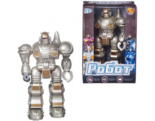 Робот Abtoys серебристый, с эффектами, на батарейках
