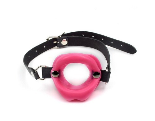 Кляп БДСМ Оки- Чпоки, кляп- рамка в форме губ, регулируемый ремень, 5 х 4,5 см, розовый 99