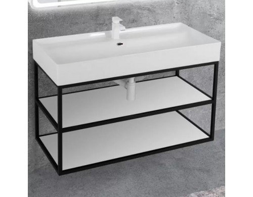 Консоль под раковину Cezares Cadro 100 CADRO50-100/50/58-2C-SO-MET-ST Черная матовая