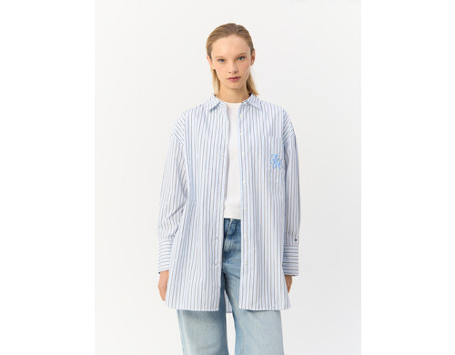 Рубашка женская Tommy Hilfiger Oversized Striped Shirt WW0WW42592 синяя L-XL