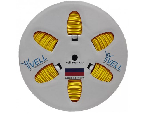 Трубка ПВХ круглая Vell YO-045 для маркировки проводов, d 4.5 мм, 200 метров, желтая