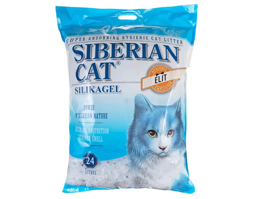 Впитывающий наполнитель Сибирская Кошка Элита силикагелевый, синие гранулы, 24л