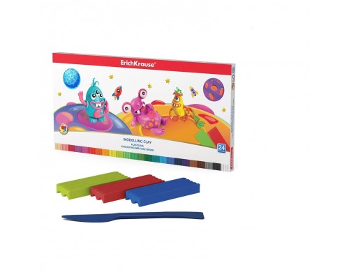 ErichKrause Пластилин 24 цветов, ErichKrause Cosmic Monsters, премиум, со стеком, 432 г