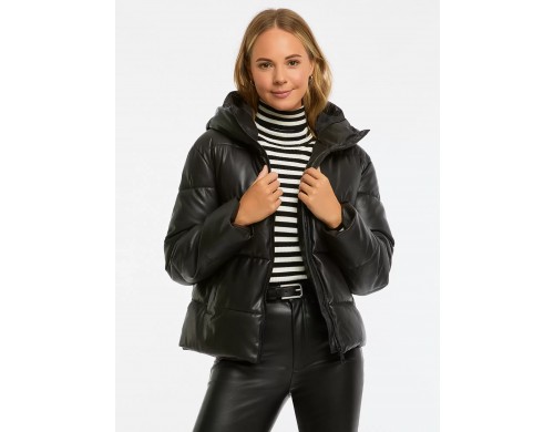 Кожаная куртка женская oodji 18A03027 черная 38 EU