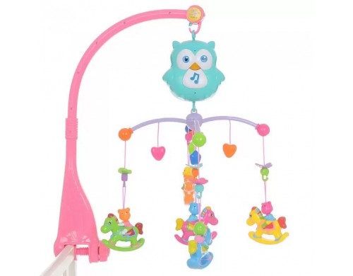 БАЮШКА Музыкальный мобиль ЛОШАДКИ на батарейках пласт. игрушки/СОВА