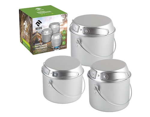 Набор котелков походных (1.2л; 1.8л; 3л) Camp-S1