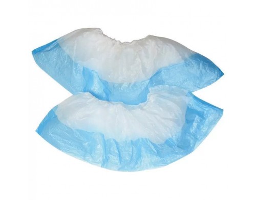 Бахилы КОМПЛЕКТ 50 штук 25 пар, ДВОЙНЫЕ со стелькой, 39х14 см, 80 мкм, 7 г, ПНД, двойная р