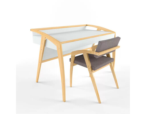 Набор письменный стол и стул Бруно белый/тёмно-серый