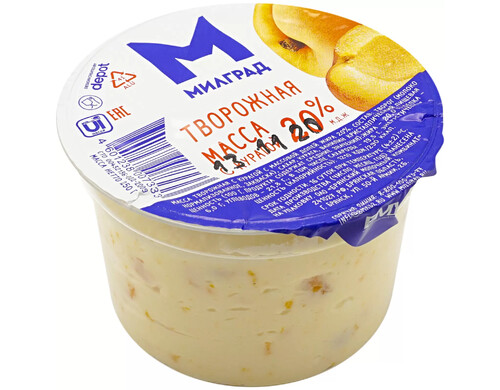 Творожная масса Милград с курагой 20% 250 г