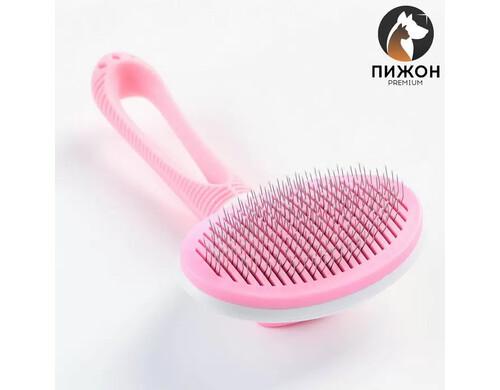 Пуходёрка с самоочисткой Пижон Premium округлая, с каплями, облегчённая,10 х 19 см,  розов