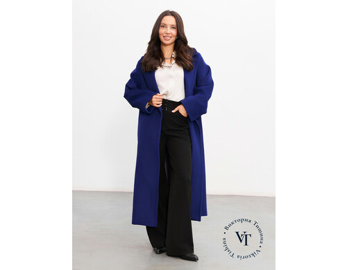 Пальто женское Модный дом Виктории Тишиной Элис синее L