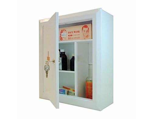 Шкафчик-аптечка металлический, навесной, внутренние перегородки, замок, 400x360x140 мм