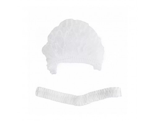 Шапочка - берет белая пл.8 авт,48см мод.Плиссе 125шт