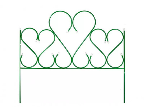 Заборчик декоративный Амурный большой зеленый, размер 90х100 см (по 5 секций в комплекте)